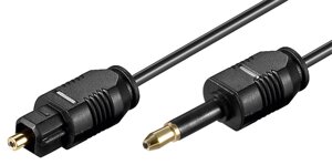 Кабель аудіо оптичний Goobay Toslink-mini 1.0m D=2.2mm Gold чорний (75.05.1224)