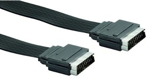 Кабель аудіо-відео Lucom SCART M/M 5.0m Euro-AV 21pin D=2.0mm Flat чорний (25.02.5121)