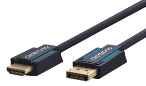 Кабель ClickTronic DisplayPort-HDMI M/M HDMI v1.2 4K@60Hz D=7.3mm Casual OFC 10 м Синій (75.04.4927)