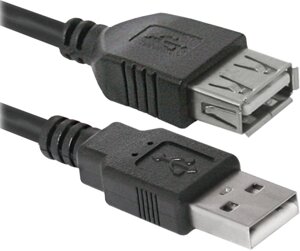 Кабель defender USB02-10 USB2.0 AM-AF 3 м чорний (87453) (6358276)