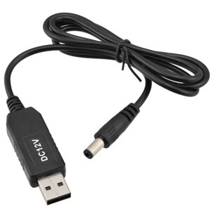 Кабель конвертер RIAS для Wi-Fi роутера з 5V на 12V USB - 5.5x2.1 мм 1 м Black (3_02543)