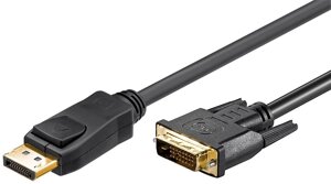 Кабель монітора-адаптер Goobay DisplayPort-DVI M/M (DVI-екран) 1.0m v1.2 4K@30Hz 24+1 Gold Cu чорний (75.05.1960)