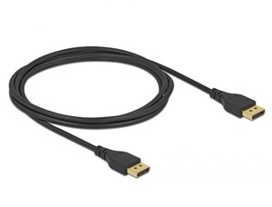 Кабель монітора-сигнальний Delock DisplayPort M/M 2.0m v1.4 8K@60Hz 19pin D=7.5mm Sert. чорний (70.08.5910)