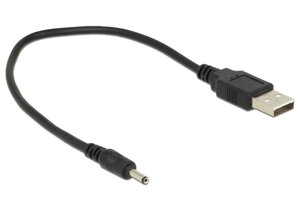 Кабель живлення пристроїв Delock USB2.0 A-Jack DC M/M 3.0x1.1mm Power 0.27m AWG28 чорний (70.08.3793)