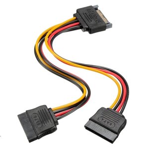 Кабель живлення внутрішній Lucom SATA 15p 1x2 M/F 0.15m прямий AWG18 різнобарвний (62.09.8105)