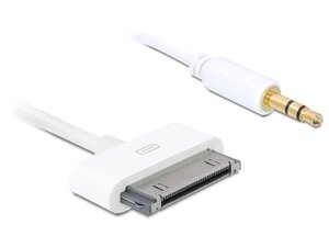 Кабель пристроїв Delock 30pin_Apple-Jack 3.5mm 3pin M/M 1.0m D=3.0mm білий (70.08.2702)