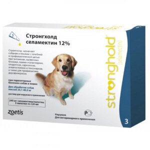 Краплі Zoetis Стронгхолд 12% для собак від 20-40 кг боротьби і профілактики паразитів бліх гельмінтів і кліщів