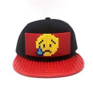 Кепка-конструктор BricksCap Смайлик Сум L/XL (56 - 60 см) від 10 років Чорно-червоний (1000126-L/XL)