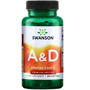 Комплекс Вітамін A+D Swanson Vitamins A & D 250 Caps