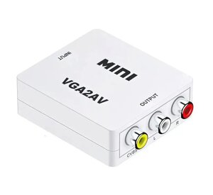 Конвертер перехідник RIAS VGA to RCA (AV) CVBS відео з аудіо 1080P White (3_01790)