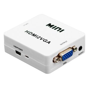 Конвертер перехідник відеосигналу RIAS HDMI to VGA аудіо Mini White (3_00897)