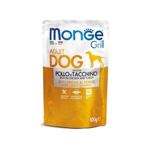 Корм для собак Monge Dog GRILL Adult із запеченою куркою та індичкою 100 гр