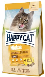 Корм для дорослих котів для виведення грудок вовни Happy Cat Minkas Hairball Control 1.5 кг