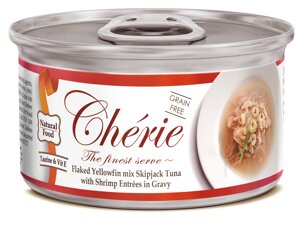 Корм вологий Cherie Signature Gravy Mix Tuna & Shrimp для кішок зі шматочками тунця та креветок у соусі 80 г