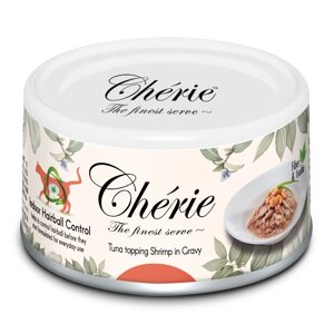 Корм вологий для кішок Cherie Hairball Control Tuna & Shrimp з тунцем та креветками контроль грудок вовни 80 г