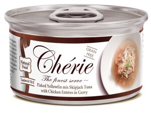 Корм вологий для котів Cherie Signature Gravy Mix Tuna & Chiken зі шматочками тунця та курки у соусі 80 г