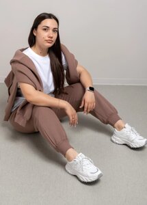 Костюм жіночий спортивний на флісі 342211 нар. 4XL Fashion Коричневий