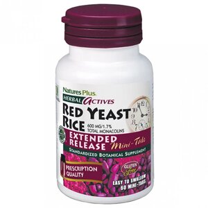 Червоний рис Nature's Plus Herbal Actives, Red Yeast Rice 600 mg 60 Mini Tabs