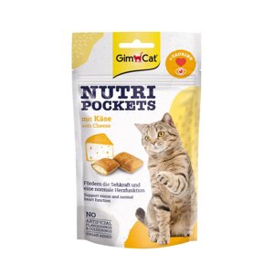 Ласощі для очей та серця кішок GimCat Nutri Pockets Cheese сир з таурином 60 г (G-419329 400716 419237)
