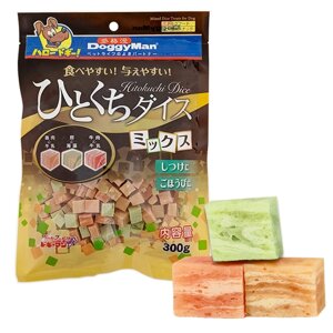 Ласощі для собак DoggyMan Mixed Dice Treats курка, яловичина, тріска, 0.3 кг (6941333414444)