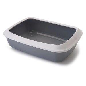 Лоток туалет з бортиком для котів Savic Iriz Cat Litter Tray 42 x 31 x 12.5 см Сірий (5411388026318)