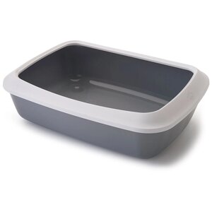 Лоток туалет з бортиком для котів Savic Iriz Cat Litter Tray 50 x 37 x 13 см Сірий (5411388026417)