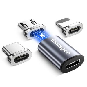 Магнітний адаптер Essager Micro USB х (Lightning, Type-C, Micro USB)