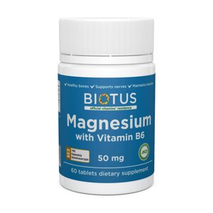 Магній і вітамін В6 Magnesium with Vitamin B6 Biotus 60 таблеток