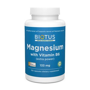 Магній і вітамін В6 Magnesium with Vitamin B6 Biotus екстра сильний 150 капсул