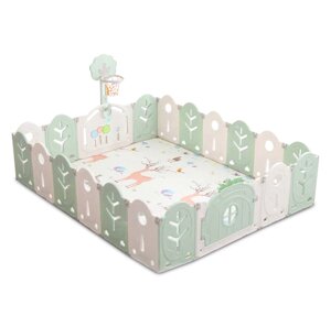 Манеж BabyPlayPen "Магічної ліс" вбудоване баскетбольне кільце 205*246*62 Оливковий