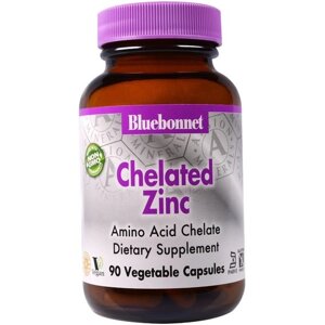 Мікроелемент Цинк Bluebonnet Nutrition Chelated Zinc 90 Veg Caps BLB0680