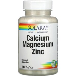 Мікроелемент Кальцій Solaray Calcium Magnesium Zinc 100 Veg Caps