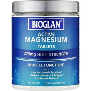 Мікроелемент Магній Bioglan Active Magnesium 375 mg 120 Tabs