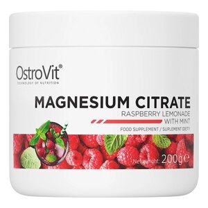 Мікроелемент Магній для спорту OstroVit Magnesium Citrate 200 g /74 servings/ Raspberry Lemonade Mint