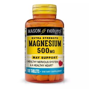 Мікроелемент Магній Mason Natural Magnesium 500 mg Extra Strength 100 Tabs