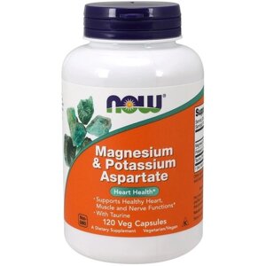 Мікроелемент Магній NOW Foods Magnesium & Potassium Aspartate with Taurine Capsules 120 Veg Caps