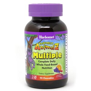 Мультивітаміни для дітей Bluebonnet Nutrition Rainforest Animalz Смак Фруктів 90 ЖВ. таб.