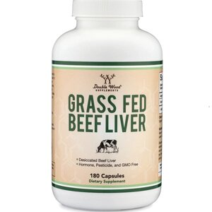 Мультивітаміни Double Wood Supplements Grass Fed Beef Liver 1000 mg (2 caps per serving) 180 Caps