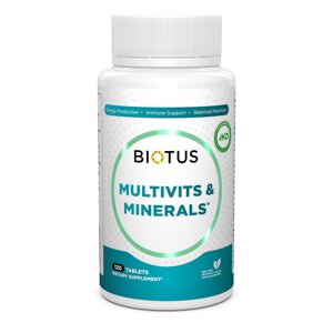 Мультивітаміни та мінерали Multivits & Minerals Biotus 120 таблеток