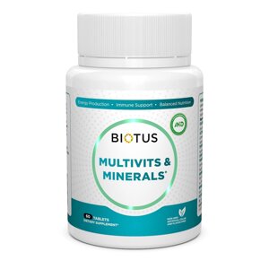 Мультивітаміни та мінерали Multivits & Minerals Biotus 60 таблеток