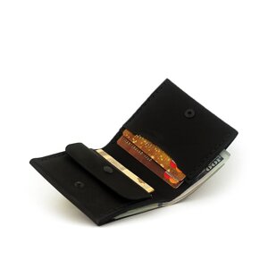 Чоловічий гаманець шкіряний на кнопці Wallet Square (as120101) Чорний