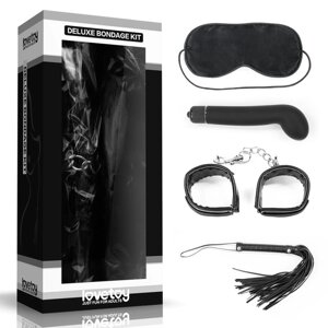 Набір для сексуальних бдсм ігор Lovetoy Deluxe Bondage Kit (маска, вібратор, наручники, батіг)