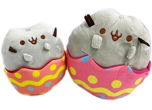 Набір м'яка іграшка кіт в яйці Pusheen cat великий і маленький S&T 23 х 20 см 18 х 15 см Різнобарвний (vol-1741)