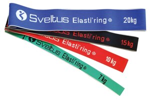 Набір гумок для фітнесу тканинних у коробці Sveltus Elasti'ring 7/10/15/20 кг 4 шт Різнокольоровий (SLTS-0149)