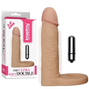 Насадка на пеніс для анальної стимуляції Lovetoy The Ultra Soft Double Vibrating 5.8