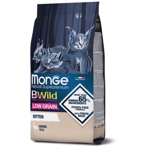 Низькозерновий сухий корм для кошенят MONGE BWILD CAT LOW GRAIN Kitten із м'ясом гусака 1,5 кг