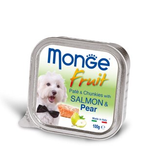 Паштет для собак усіх порід Monge Dog FRUIT Adult з лососем та грушею 100 гр