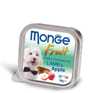 Паштет для собак усіх порід Monge Dog FRUIT Adult з ягнятком та яблуком 100 гр