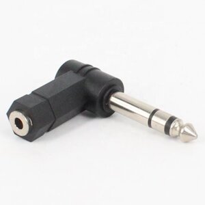 Перехідник аудіо Lucom Jack 3.5mm 3pin-6.3mm F/M адаптер 90° Stereo чорний (62.09.8047)