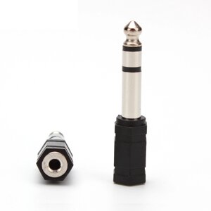 Перехідник аудіо Lucom Jack 3.5mm 3pin-6.3mm F/M адаптер Stereo Plastic чорний (62.09.8143)